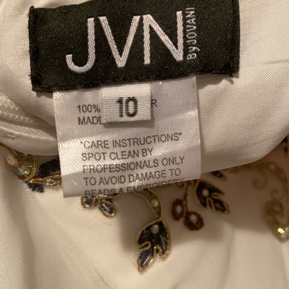 JVN by Jovani - Size 10 (w/ corset back can adjust up/down a size). Off-white - Picture 8 of 9